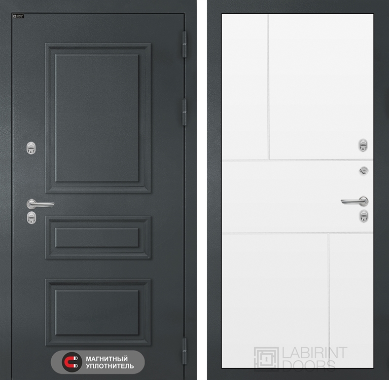 Входная металлическая дверь Лабиринт Атлантик 21 - Белый софт - фото 66556