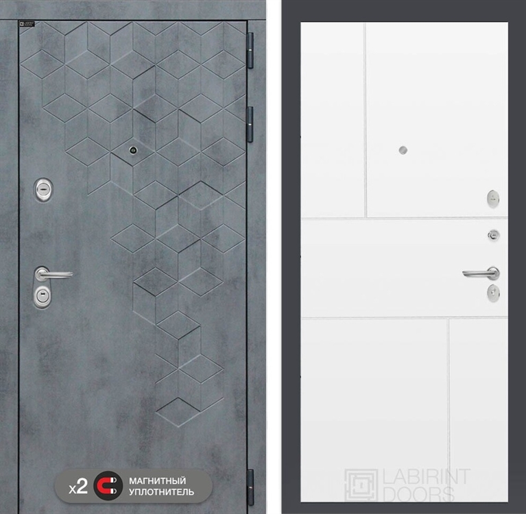 Входная металлическая дверь Лабиринт Бетон 21 - Белый софт - фото 67376