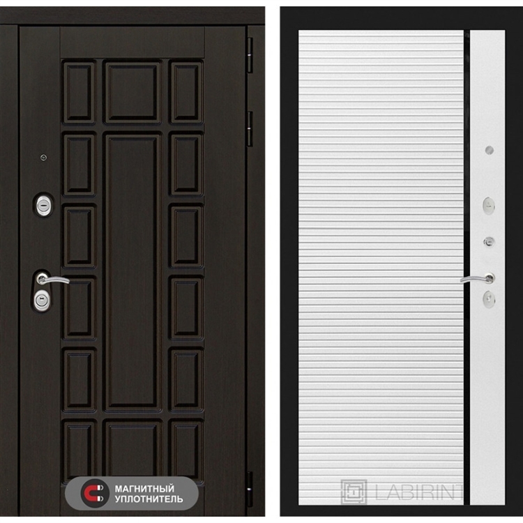 Входная металлическая дверь Лабиринт Нью-Йорк 22 - Белый софт, черная вставка - фото 67615
