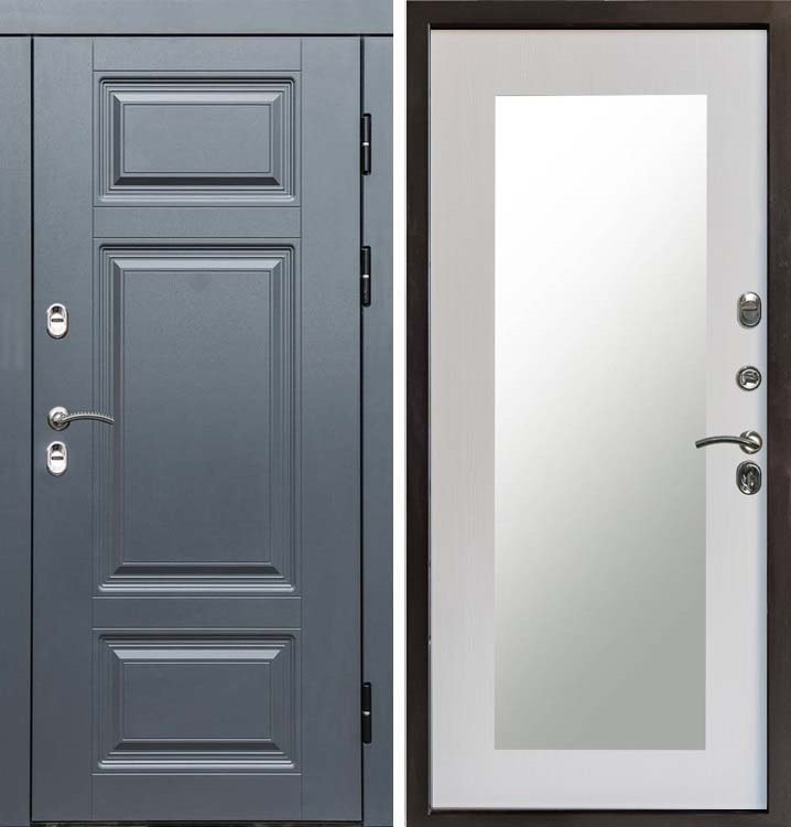 Входная металлическая дверь с терморазрывом Интерма Триумф с зеркалом Лиственница - фото 67813