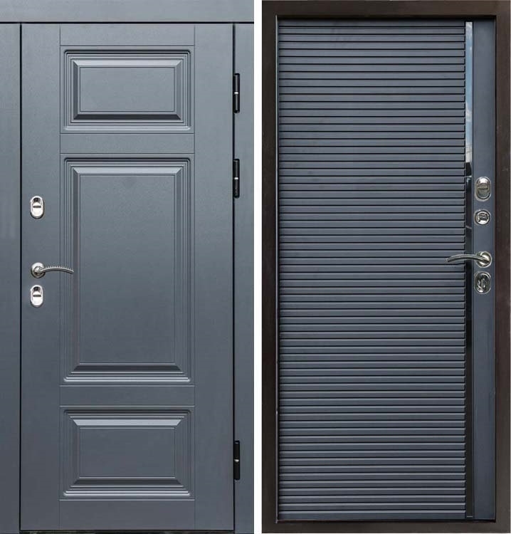 Входная металлическая дверь с терморазрывом Интерма фл-248 Черный кварц, черная вставка - фото 68783