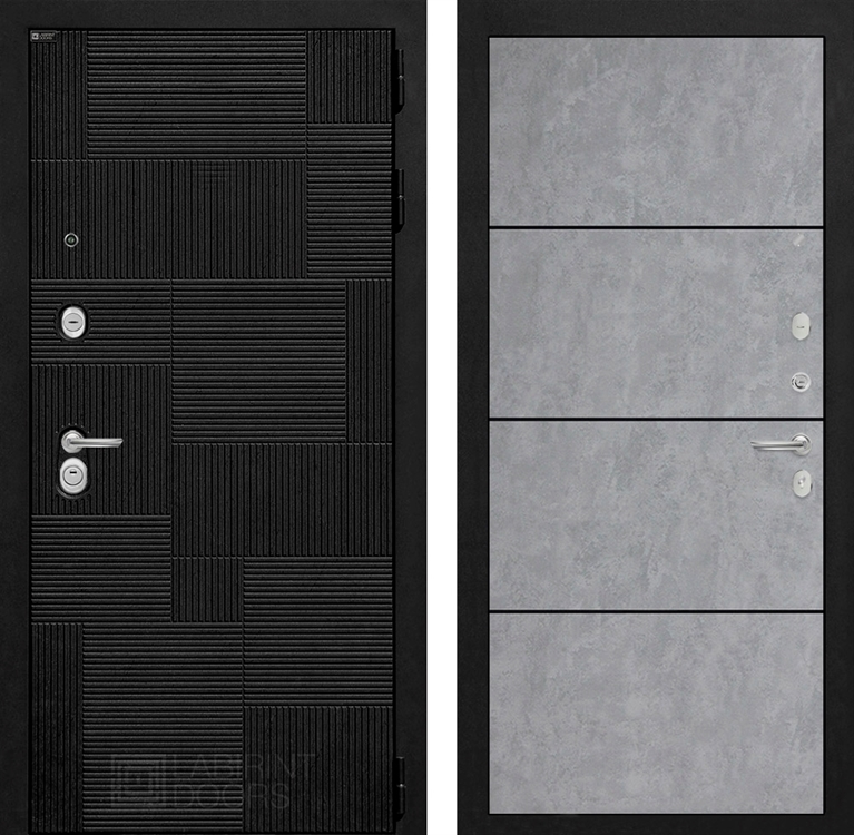 Входная металлическая дверь Лабиринт Pazl-Пазл 25 - Бетон светлый, черный молдинг - фото 69047