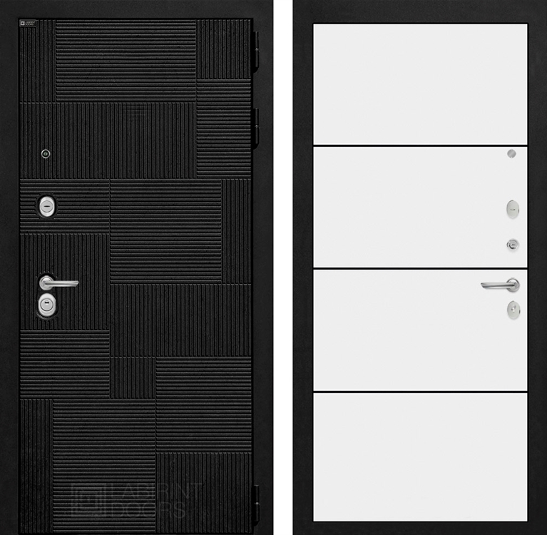 Входная металлическая дверь Лабиринт Pazl-Пазл 25 - Белый софт, черный молдинг - фото 69048
