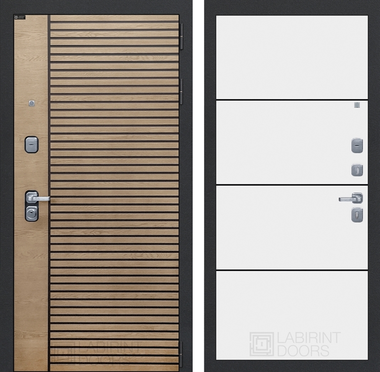 Входная металлическая дверь Лабиринт RITM-РИТМ 25 - Белый софт, черный молдинг - фото 70765