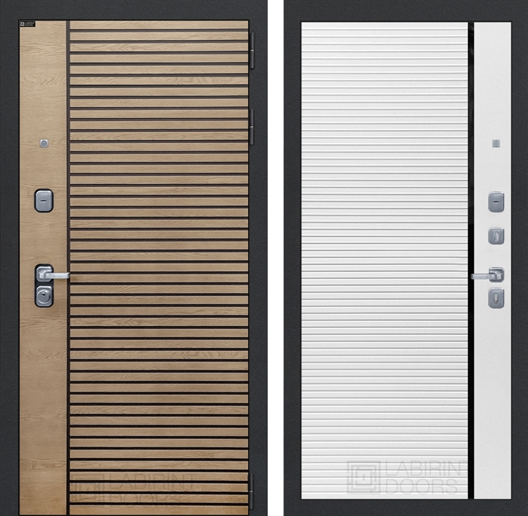 Входная металлическая дверь Лабиринт RITM-РИТМ 22 - Белый софт, черная вставка - фото 70766