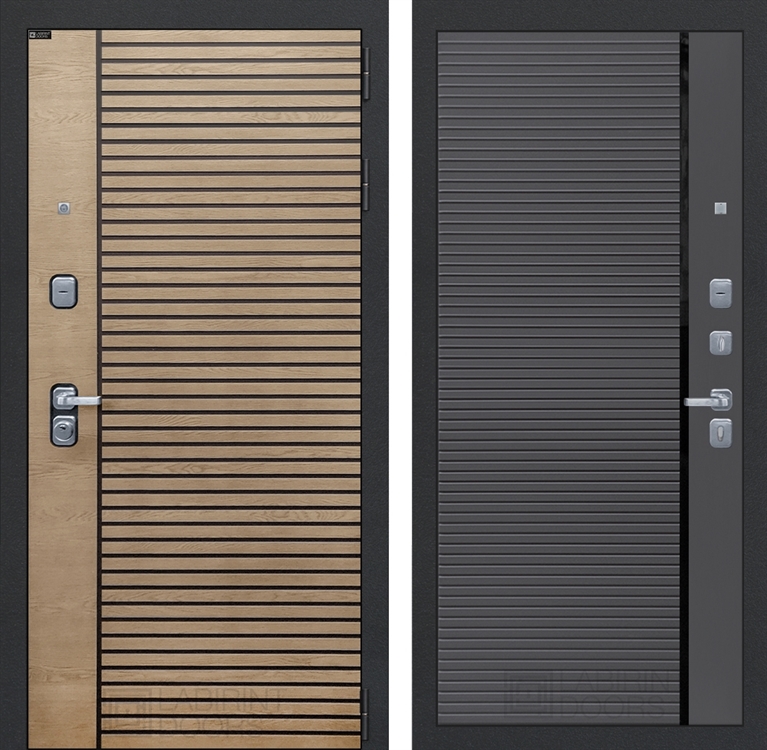 Входная металлическая дверь Лабиринт RITM-РИТМ 22 - Графит софт, черная вставка - фото 70867
