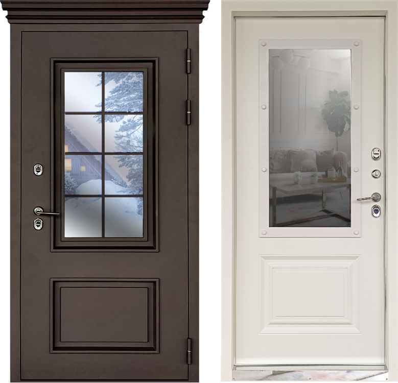 Входные двери Айсберг с терморазрывом с ковкой, стеклопакетом, Эмаль белая - фото 72092