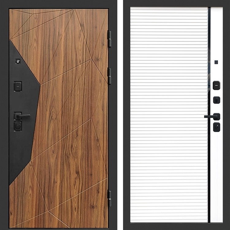 Входная металлическая дверь Авангард фл-248 Белый матовый, черная вставка - фото 77006