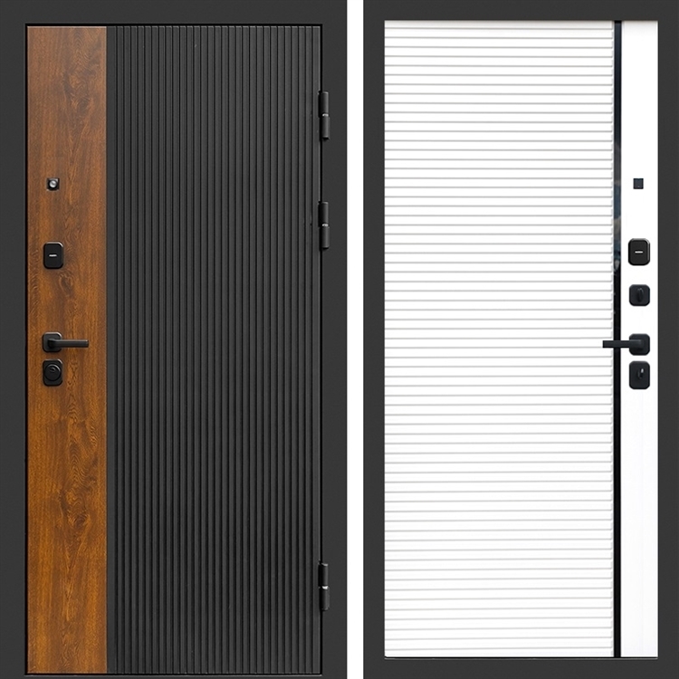 Входная дверь Престиж black фл-248 Белый матовый, черная вставка - фото 78883