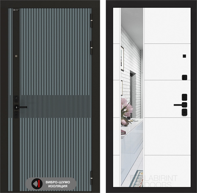 Входная металлическая дверь Лабиринт ISSIDA с Зеркалом 19 - Белый софт. 48809 - фото 84025