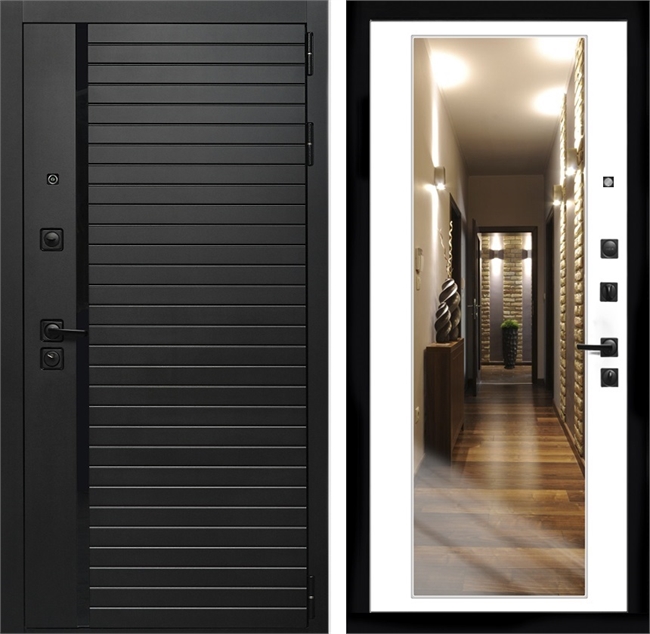 Входная дверь Интеко Агат Белый мат - с зеркалом 48896