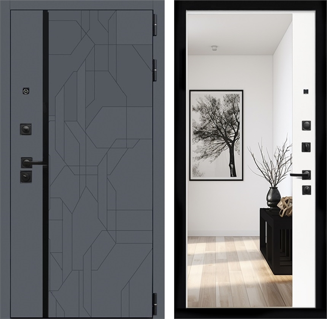 Входная дверь Интеко Верона Белый мат - с зеркалом панорама 48932