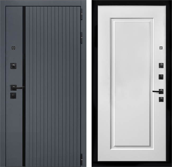 Входная дверь Интеко Агат Графит фл-119 Белый мат 48963