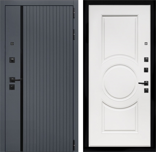 Входная дверь Интеко Агат Графит мс-100 Белый мат 48968