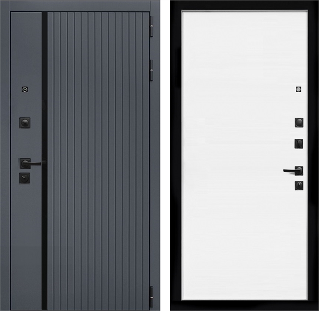 Входная дверь Интеко Агат Графит гладкая Белый мат 48969