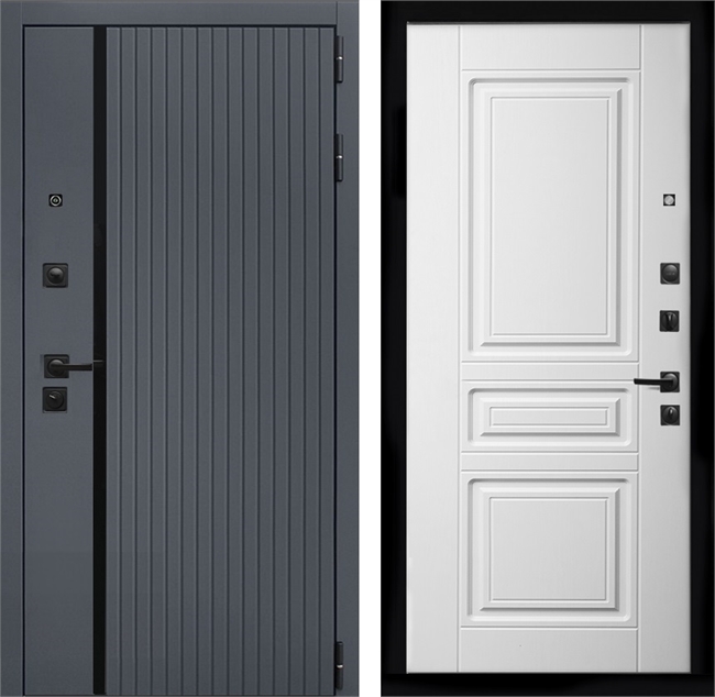 Входная дверь Интеко Агат Графит Классика Белый мат 48971
