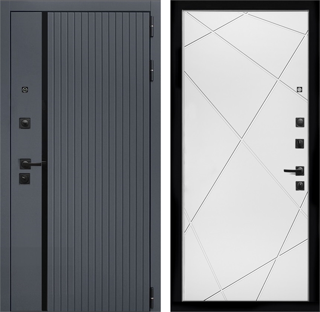 Входная дверь Интеко Агат Графит Лучи Белый мат 48973