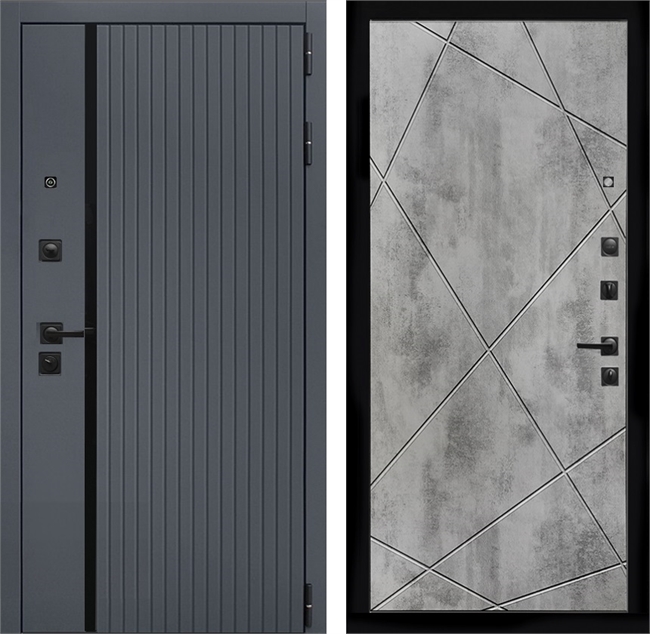 Входная дверь Интеко Агат Графит Лучи Бетон светлый 48974