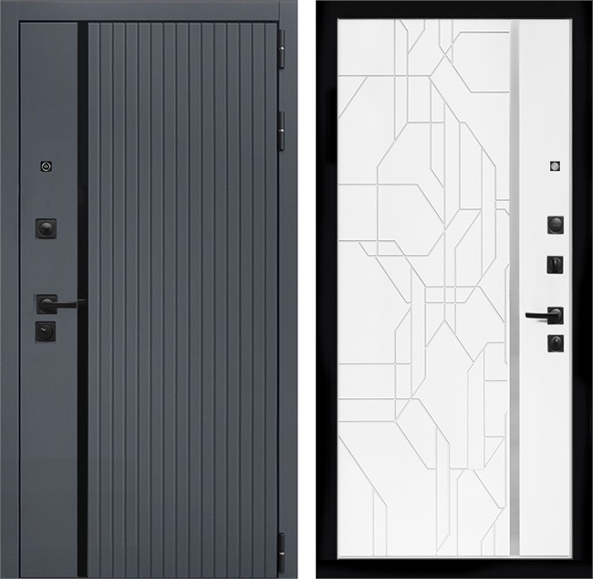 Входная дверь Интеко Агат Графит Эверест Белый мат 48977