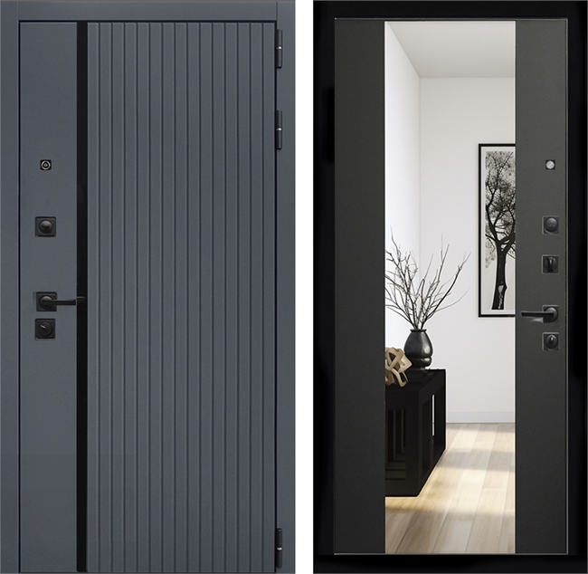 Входная дверь Интеко Агат Графит сб-16 Венге - с зеркалом 48986