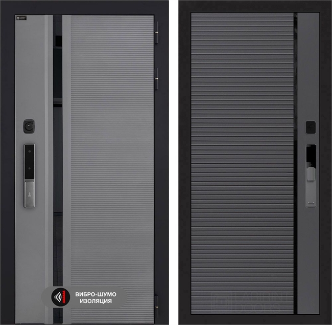 Входная дверь Пиано Смарт 2.0 панель 22 - Графит софт, черная вставка 55451