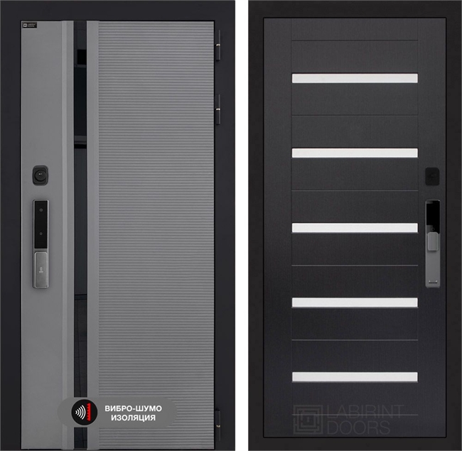 Входная дверь Пиано Смарт 2.0 панель 01 - Венге, стекло белое 55455