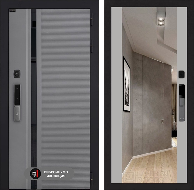 Входная дверь Пиано Смарт 2.0 с зеркалом Максимум - Грей софт 55474