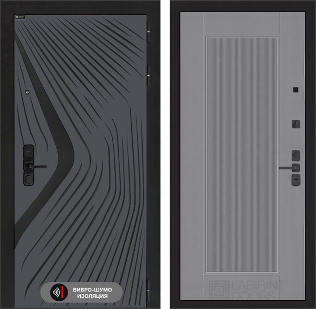 Входная дверь Лабиринт LEOLAB 30 - Серый рельеф софт 55543