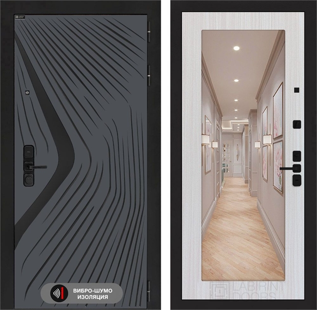 Входная дверь Лабиринт LEOLAB с Зеркалом 18 - Сандал белый 55497