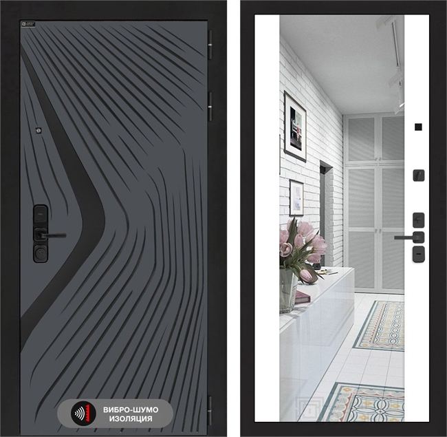 Входная дверь Лабиринт Леолаб с Зеркалом Максимум - Белый софт 55493