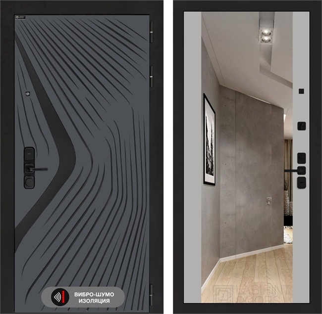 Входная дверь Лабиринт LEOLAB с Зеркалом Максимум - Грей софт 55494