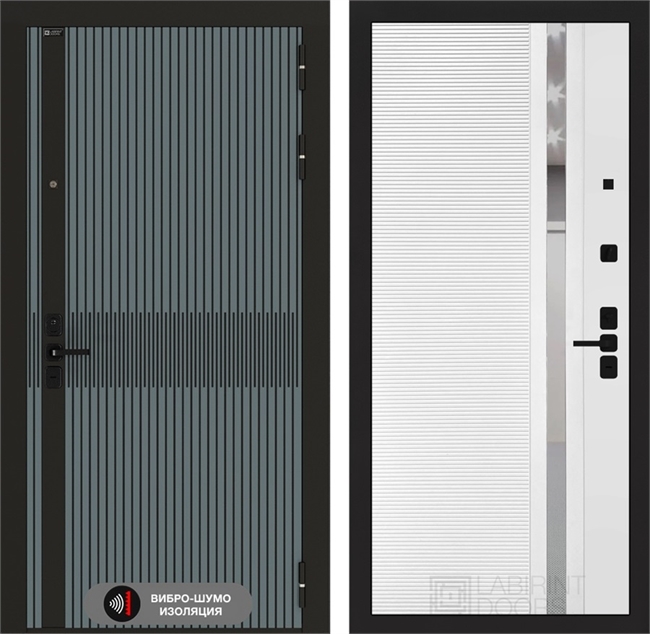 Входная дверь ISSIDA 31 - Белый софт, зеркальная вставка с тонировкой 55575