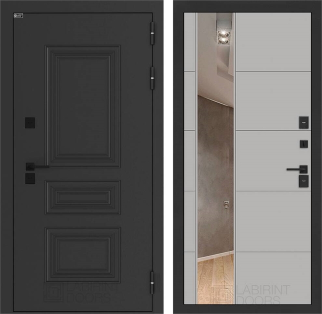 Входные двери Аляска лайт с терморазрывом с Зеркалом 19 - Грей софт 55620