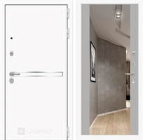 Входная металлическая дверь Лабиринт Лайн WHITE с широким зеркалом - Грей soft