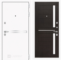 Входная металлическая дверь Лабиринт Лайн WHITE 02 - Венге, стекло белое