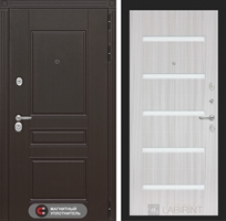 Входная металлическая дверь Лабиринт Мегаполис 01 - Сандал белый, стекло белое