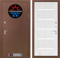 Входная металлическая дверь Лабиринт Термо Магнит 01 - Сандал белый, стекло белое