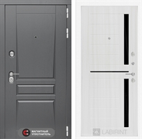Входная металлическая дверь Лабиринт Платинум 02 - Сандал белый, стекло черное