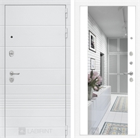 Входная белая дверь Лабиринт Трендо с Зеркалом Максимум - Белый софт