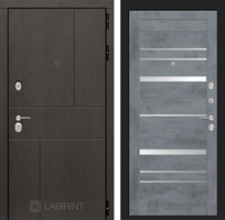 Входная металлическая дверь Лабиринт URBAN 20 - Бетон темный, зеркальные вставки