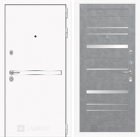 Входная металлическая дверь Лабиринт Лайн WHITE 20 - Бетон светлый, зеркальные вставки