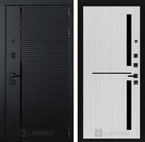 Входная металлическая дверь Лабиринт PIANO 02 - Сандал белый, стекло черное