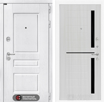 Входная металлическая дверь Лабиринт VERSAL 02 - Сандал белый, стекло черное