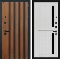 Входная металлическая дверь Лабиринт STORM 02 - Сандал белый, стекло черное