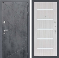Входная металлическая дверь Лабиринт LOFT 01 - Сандал белый, стекло белое