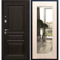 Входная металлическая дверь Премиум -H Пастораль Дуб белёный с Зеркалом