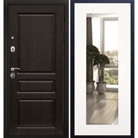 Входная металлическая дверь Премиум -H Пастораль Белый силк сноу с Зеркалом