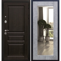 Входная металлическая дверь Премиум -H Пастораль Бетон тёмный с Зеркалом