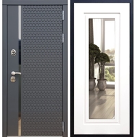 Входная металлическая дверь Sigma ФЛ-120 с Зеркалом Белый силк сноу