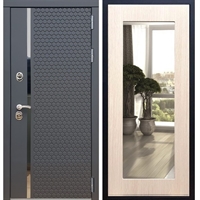 Входная металлическая дверь Sigma Пастораль Дуб белёный с Зеркалом